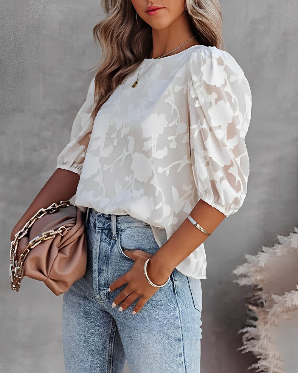 Damen Bluse aus Chiffon mit Blumenmuster