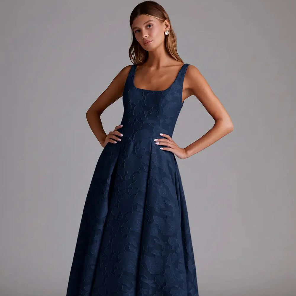 Brautjungfernkleid Midi Devoré Floral