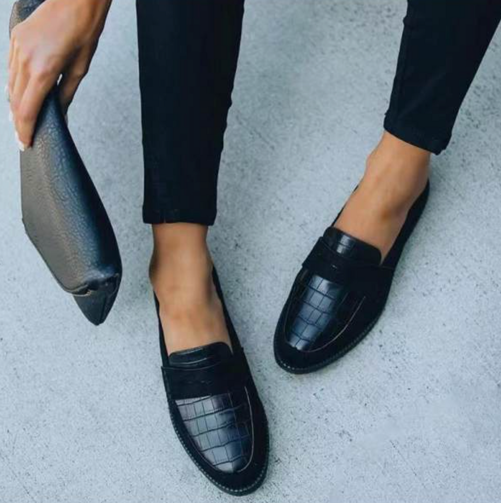 Damen Leder Loafers Slipper