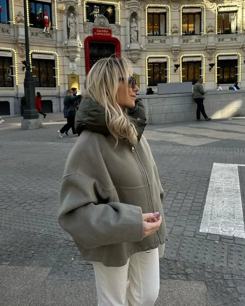 Damen Oversize Steppjacke mit Kapuze