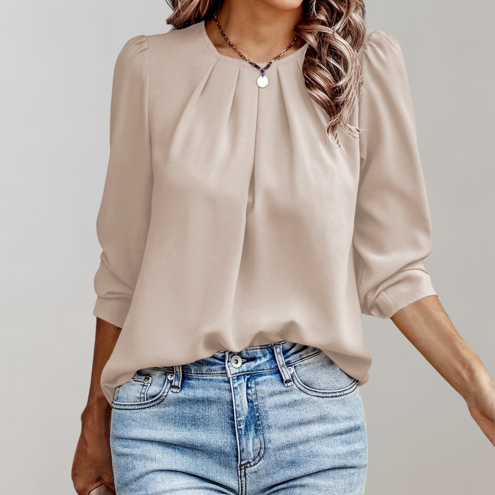 Damenbluse mit Puffärmeln und Falten für festliche Anlässe