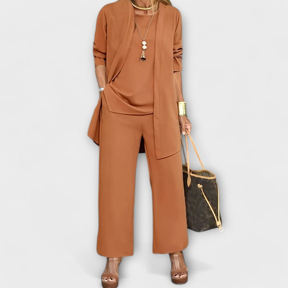 Damen dreiteiliges Set mit Weitbein Hose