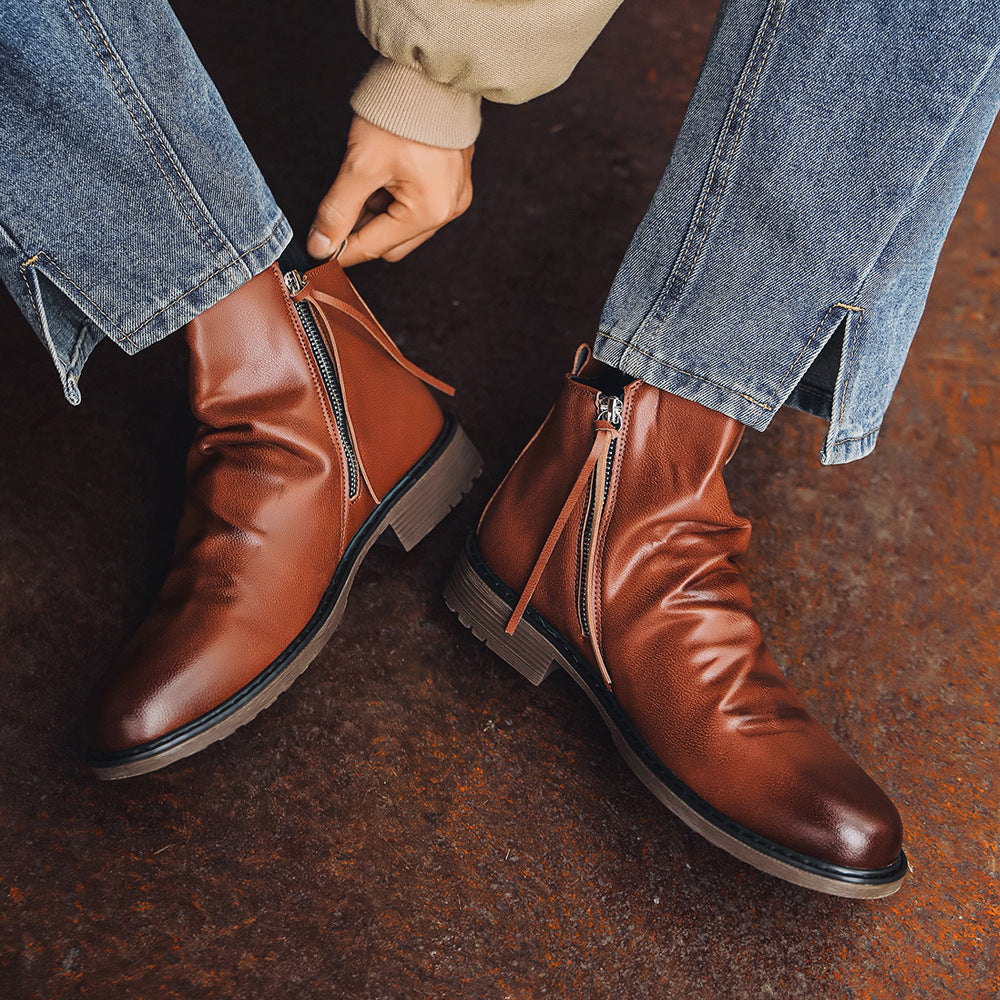 Herren Lederstiefelette mit seitlichem Reißverschluss - Alex