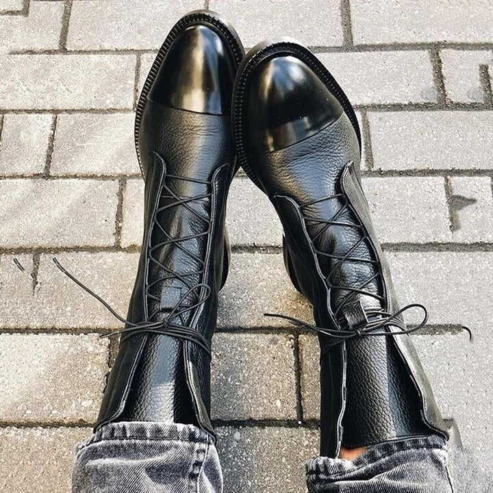 Schnürstiefeletten aus Leder für Damen