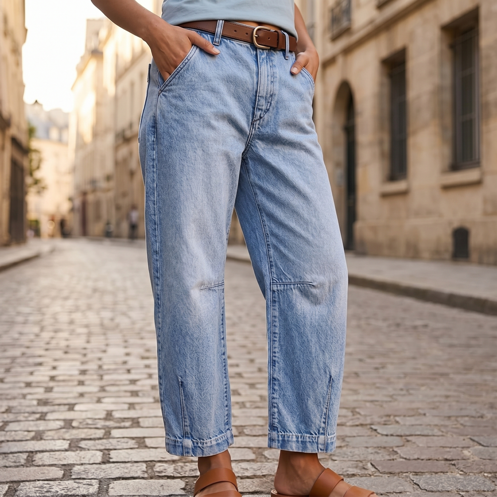 Damen High Waist Barrel Jeans