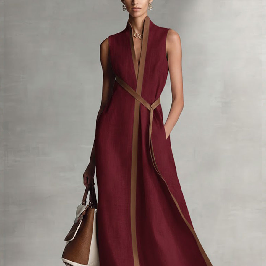 Ärmelloses Baumwoll-Leinen-Kleid für Damen