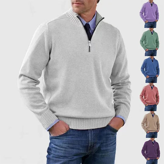 Ben | Modischer Warmer Pullover Mit Halbem Reißverschluss