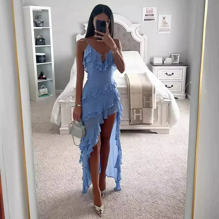 Tierney |  Einfarbiges Kleid mit Neckholder-Ausschnitt
