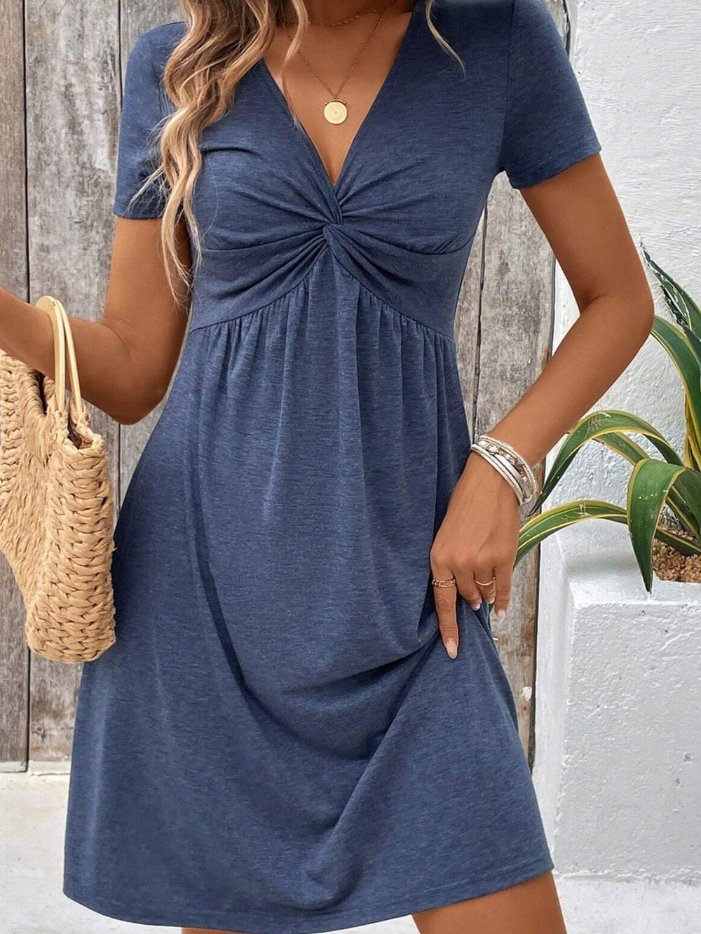 Sofia | Kurzarm V-Ausschnitt Twistkleid Damen