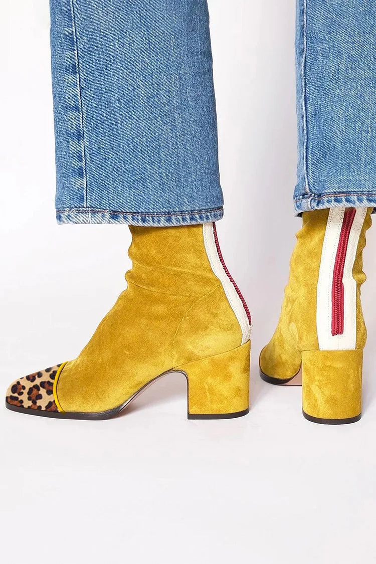 Doris | Damen Stiefeletten mit Blockabsatz und Sock-Design für den Winter