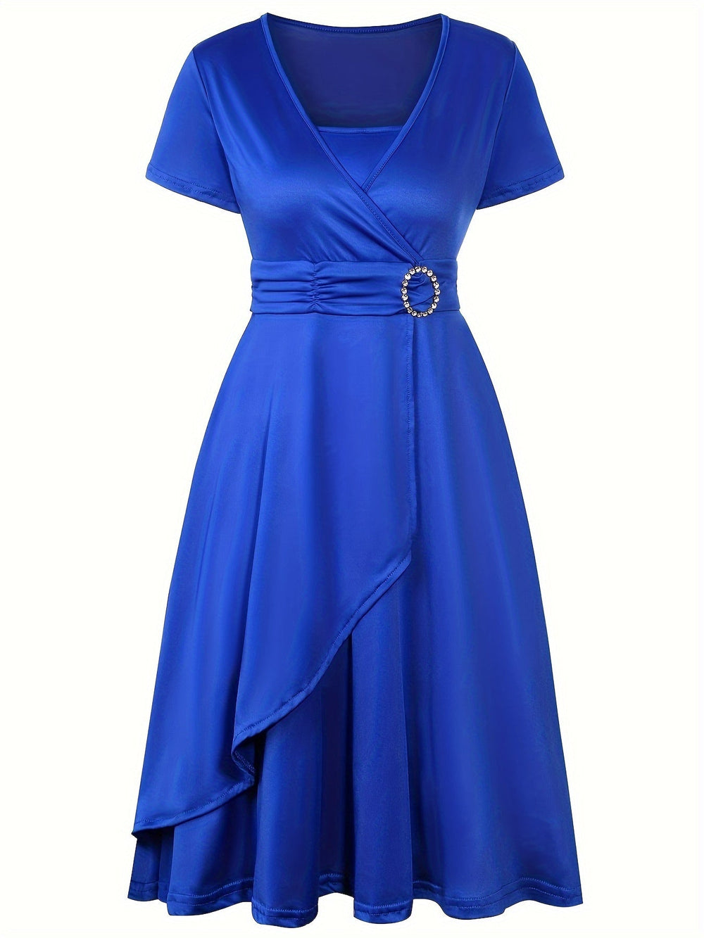Nora | V-Ausschnitt Midikleid Asymmetrischer Saum