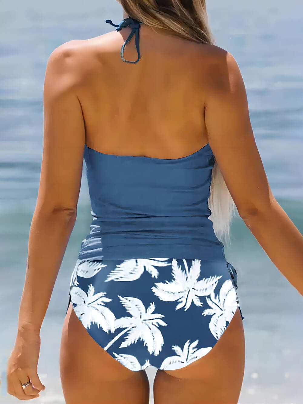 Live Simple Tankini Set mit Kokosnuss Muster und Halfterträgern