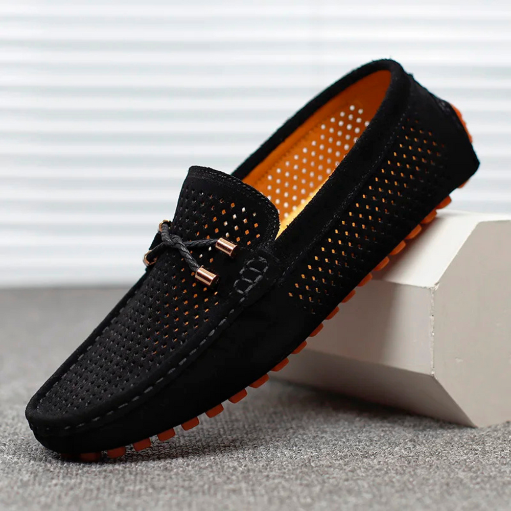 Miro Leder-Loafer mit Perforation | Schwarz