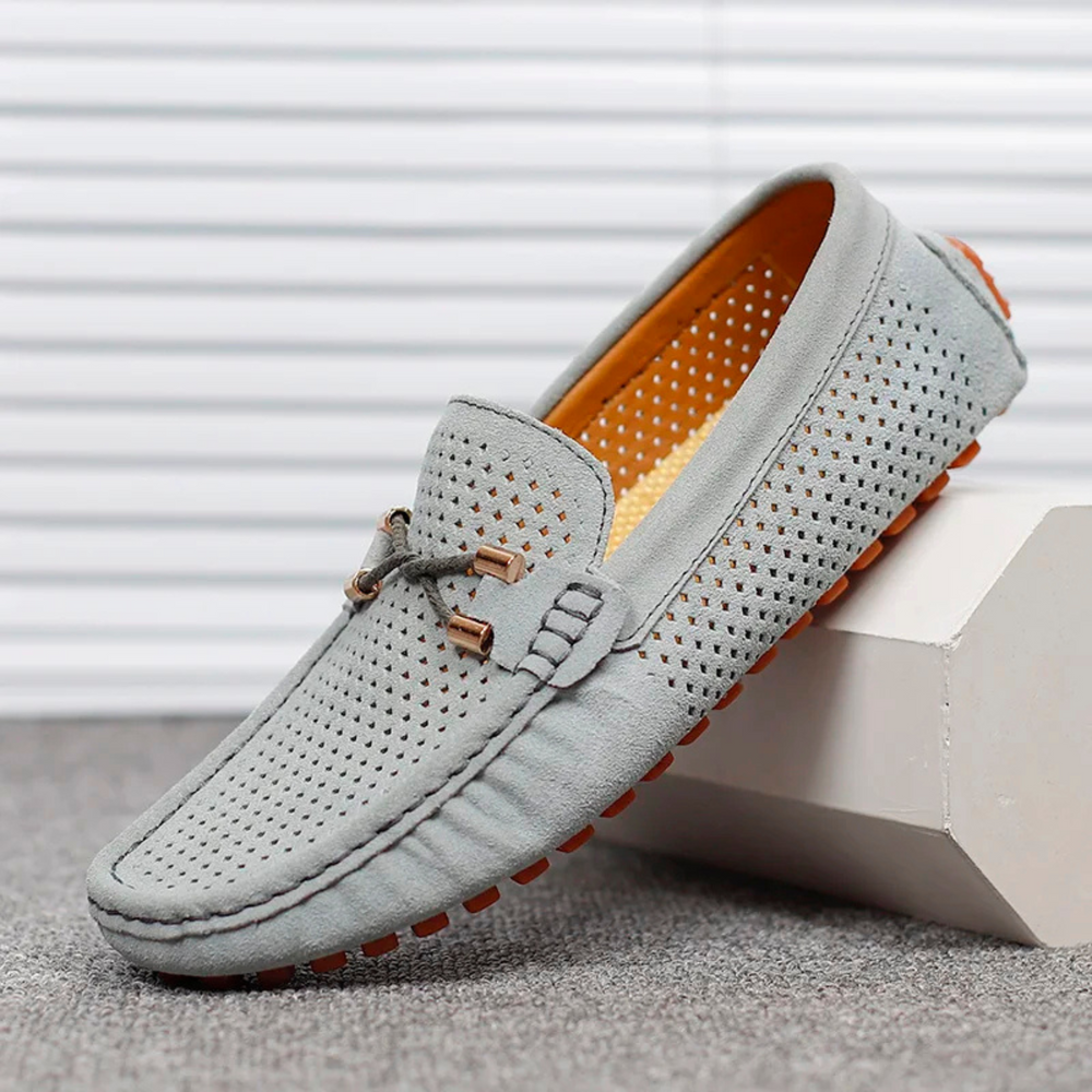 Miro Leder-Loafer mit Perforation | Grau