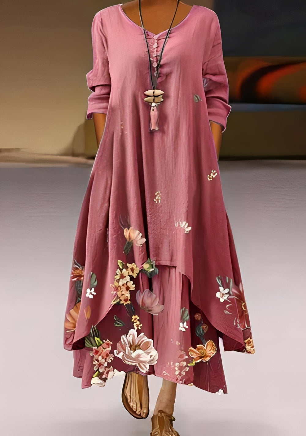 Belle - Stilvolles, locker sitzendes Kleid mit Print für Damen