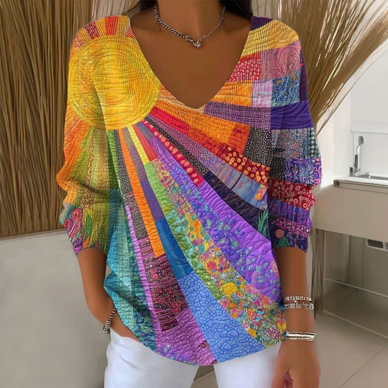 Nora | Klassisches Damen Langarmshirt V-Ausschnitt