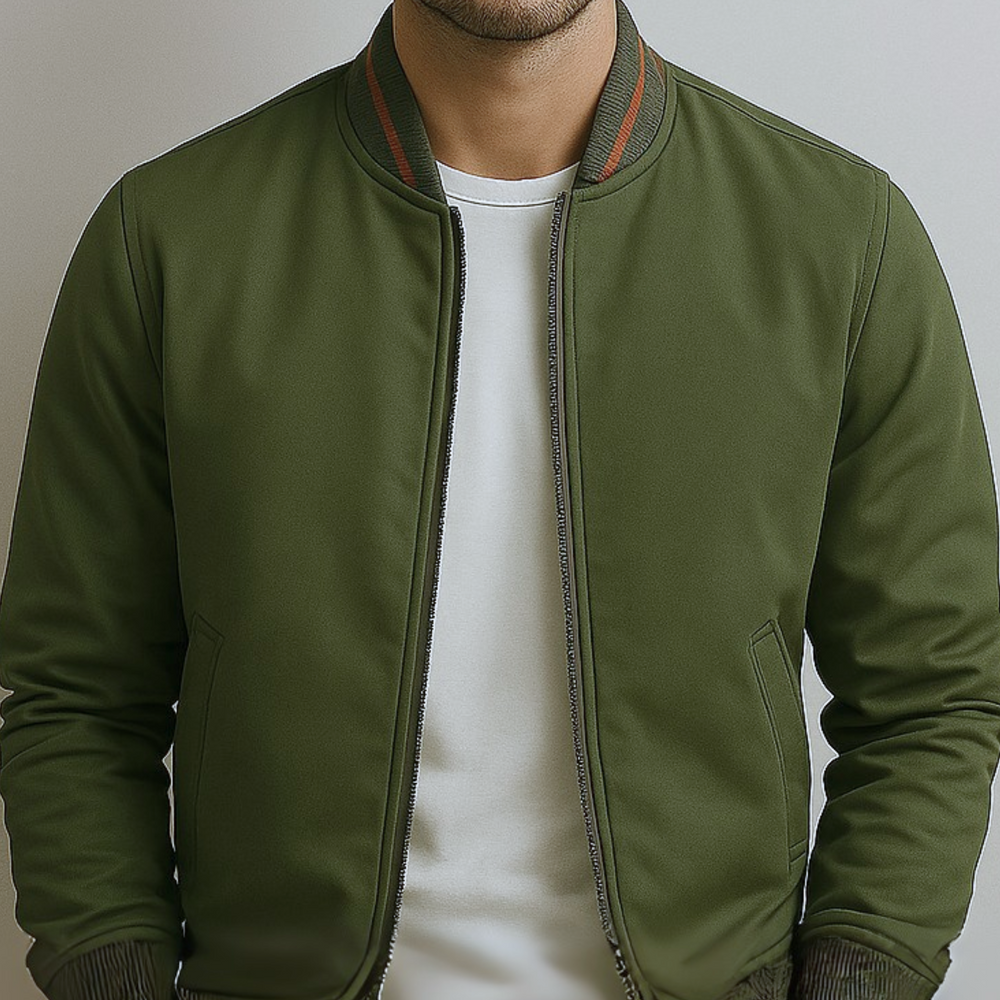 Maelisio Eleganter Bomber-Blouson mit Streifen | Grün