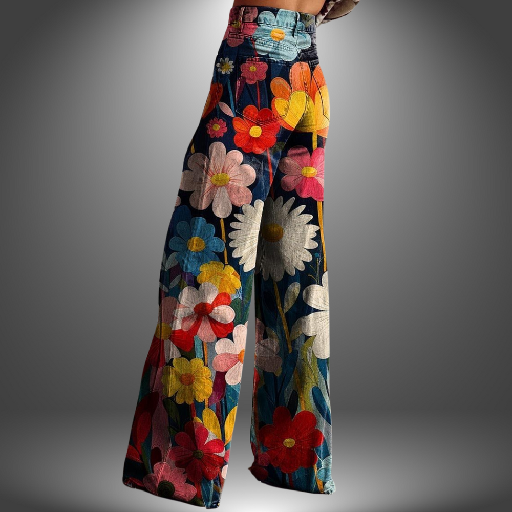 Olivia | Damen Hose Blumenmuster Premium Romantic Modern