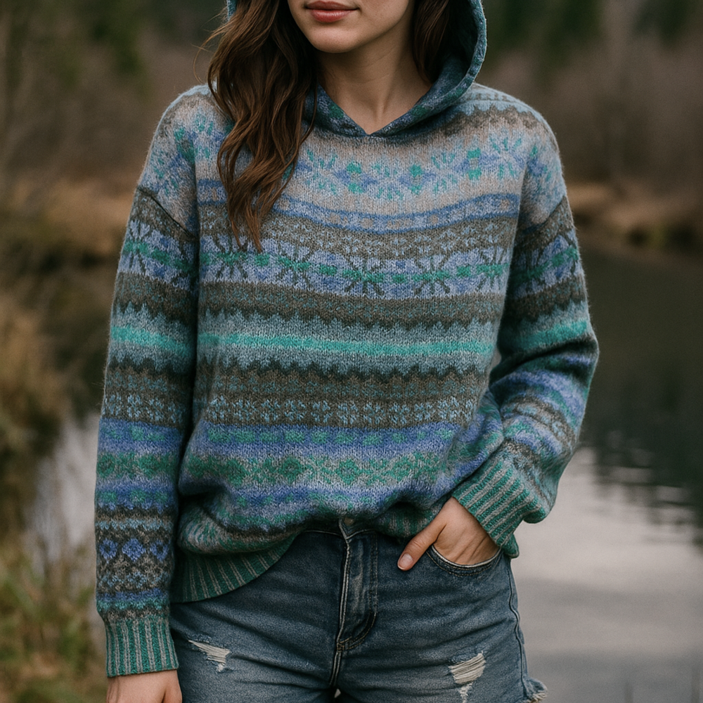 Sola Hoodie mit zeitlosem Muster | Blau