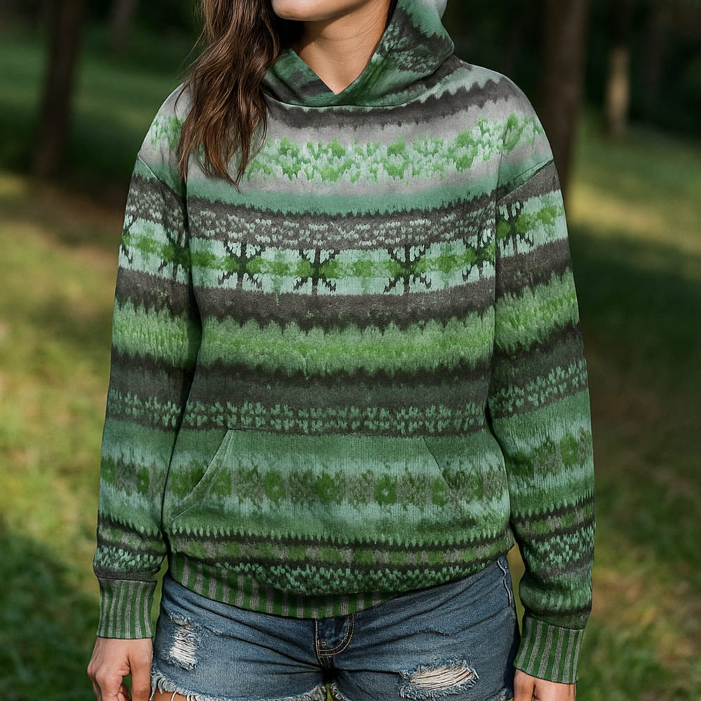 Sola Hoodie mit zeitlosem Muster | Grün