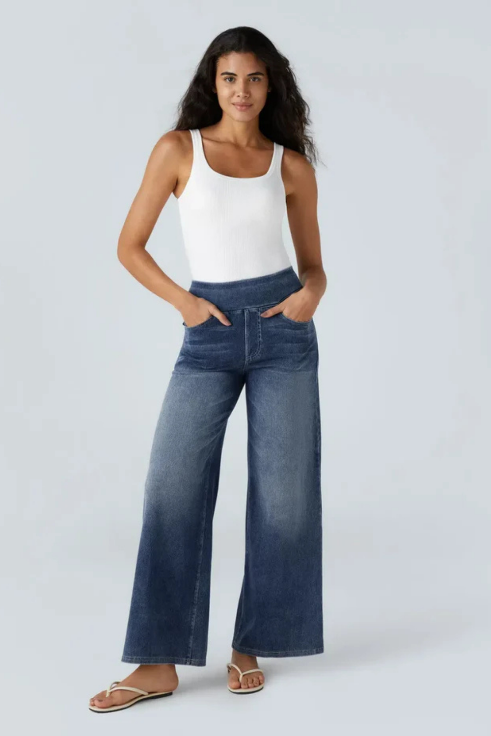 Evanna | Damen Hose Hohe Taille Dunkelblau Elegant Komfort