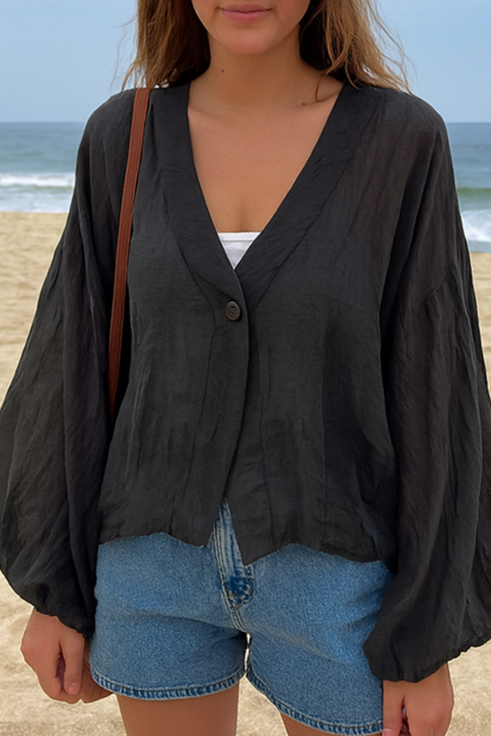 Aella Leinenbluse | Schwarz