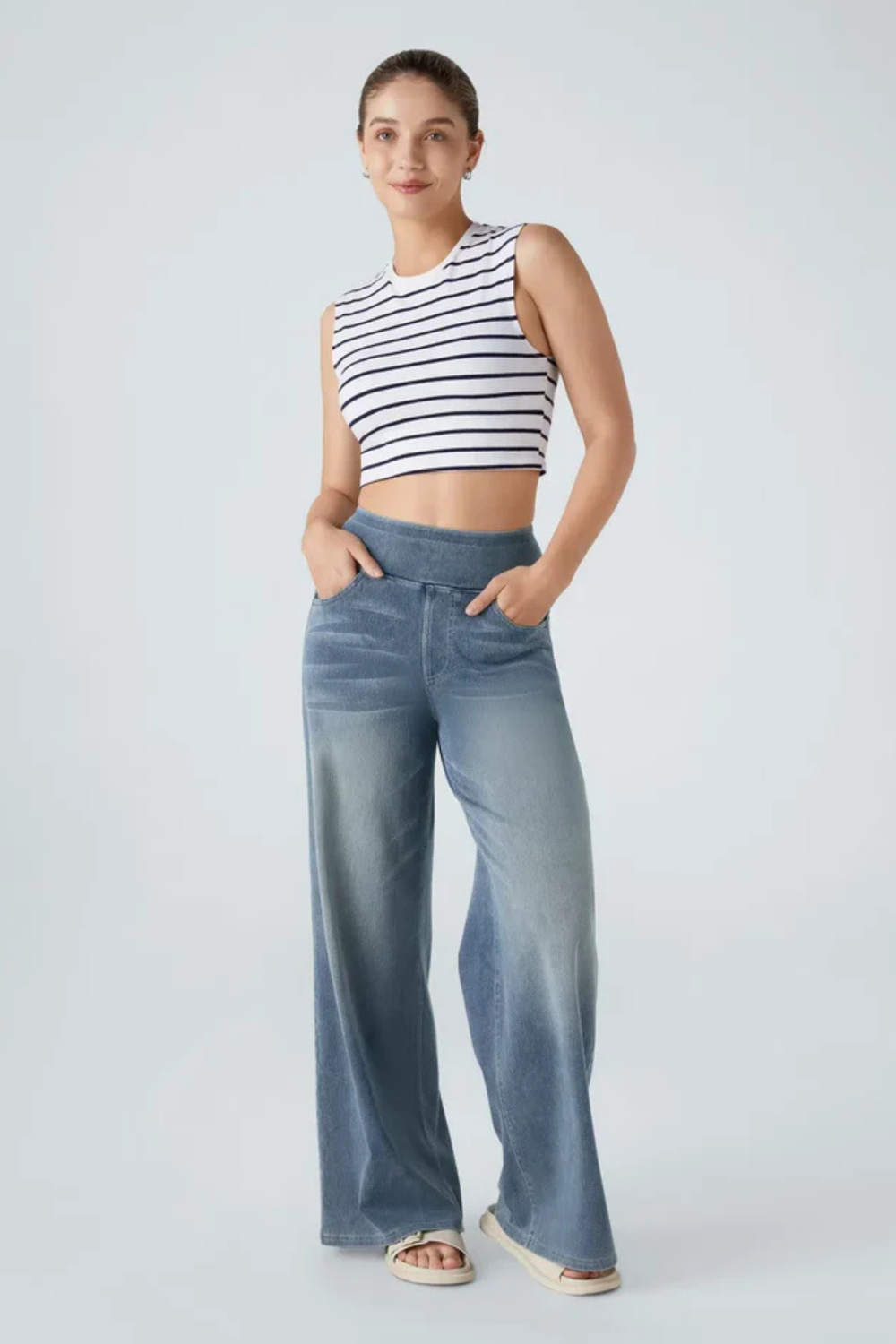 Evanna | Damen Hose Hohe Taille Hellblau Elegant Komfort