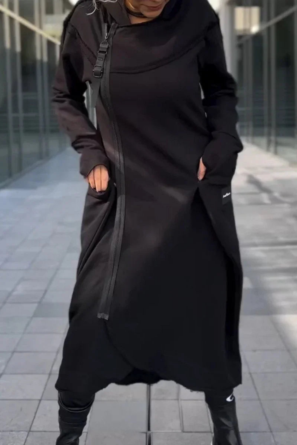 Nana Hoodie mit Reißverschluss | Schwarz