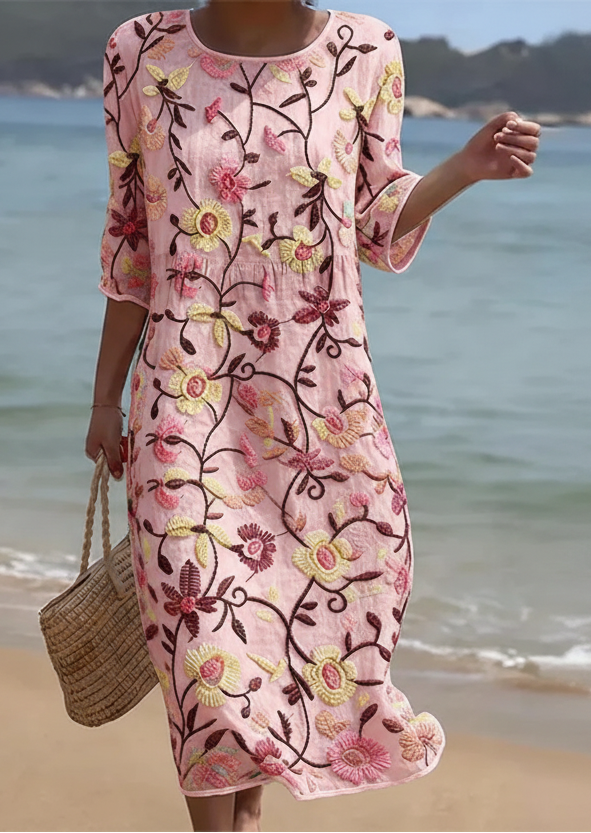 Rebecca in Pink | Damen Kleid mit Blumenmuster