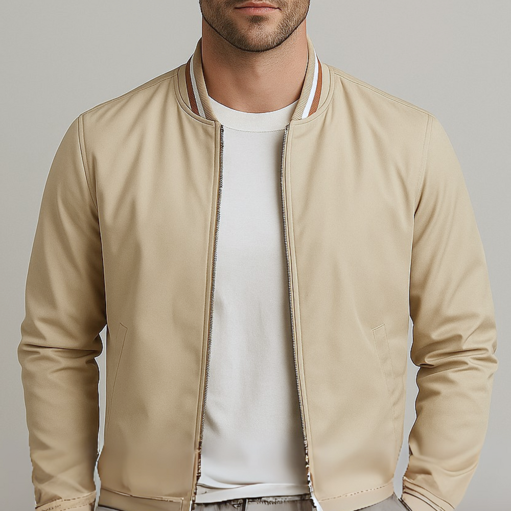 Maelisio Eleganter Bomber-Blouson mit Streifen | Khaki