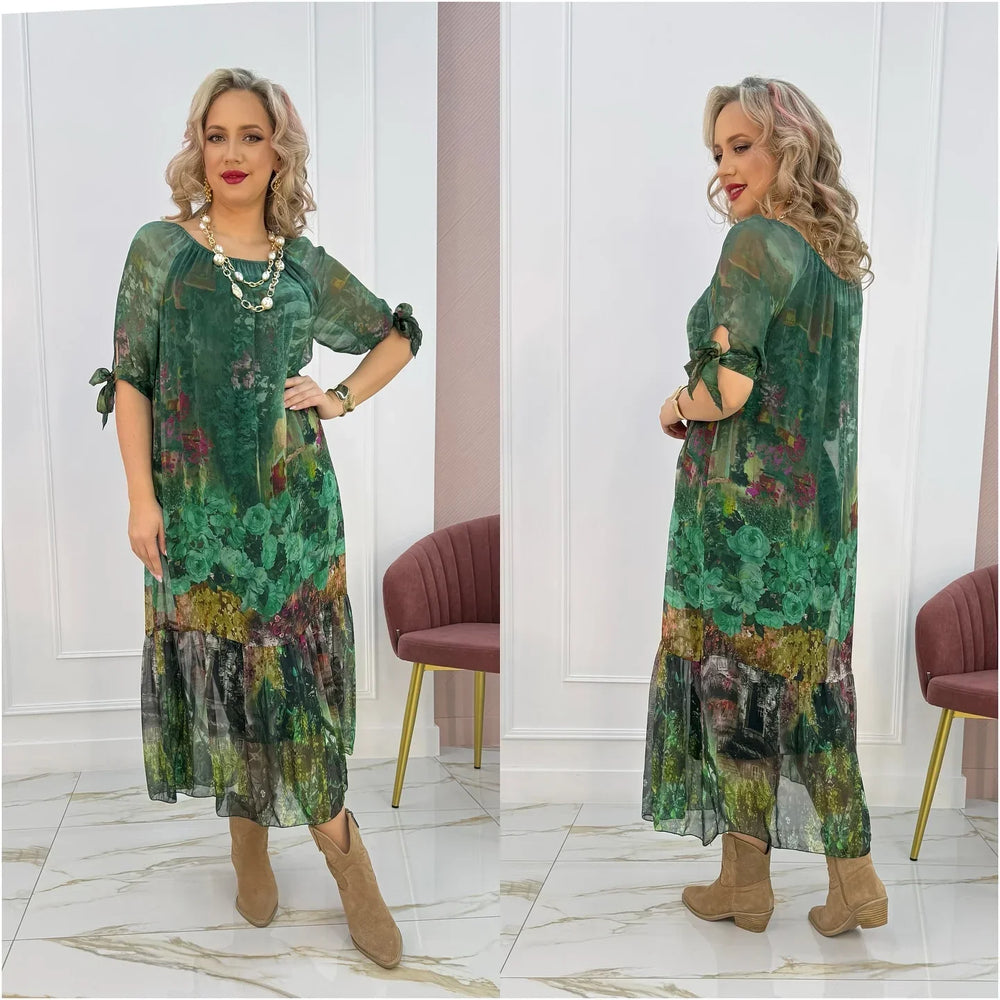 Akarsha - Elegantes Kleid Mit Kurzen Ärmeln