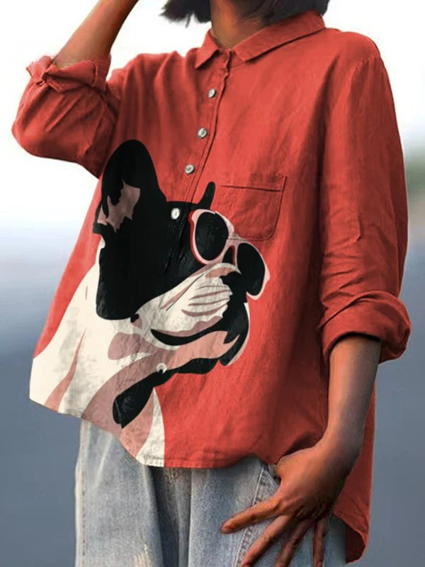 Nora | Franz Bulldogge Shirt Sonnenbrill Rot