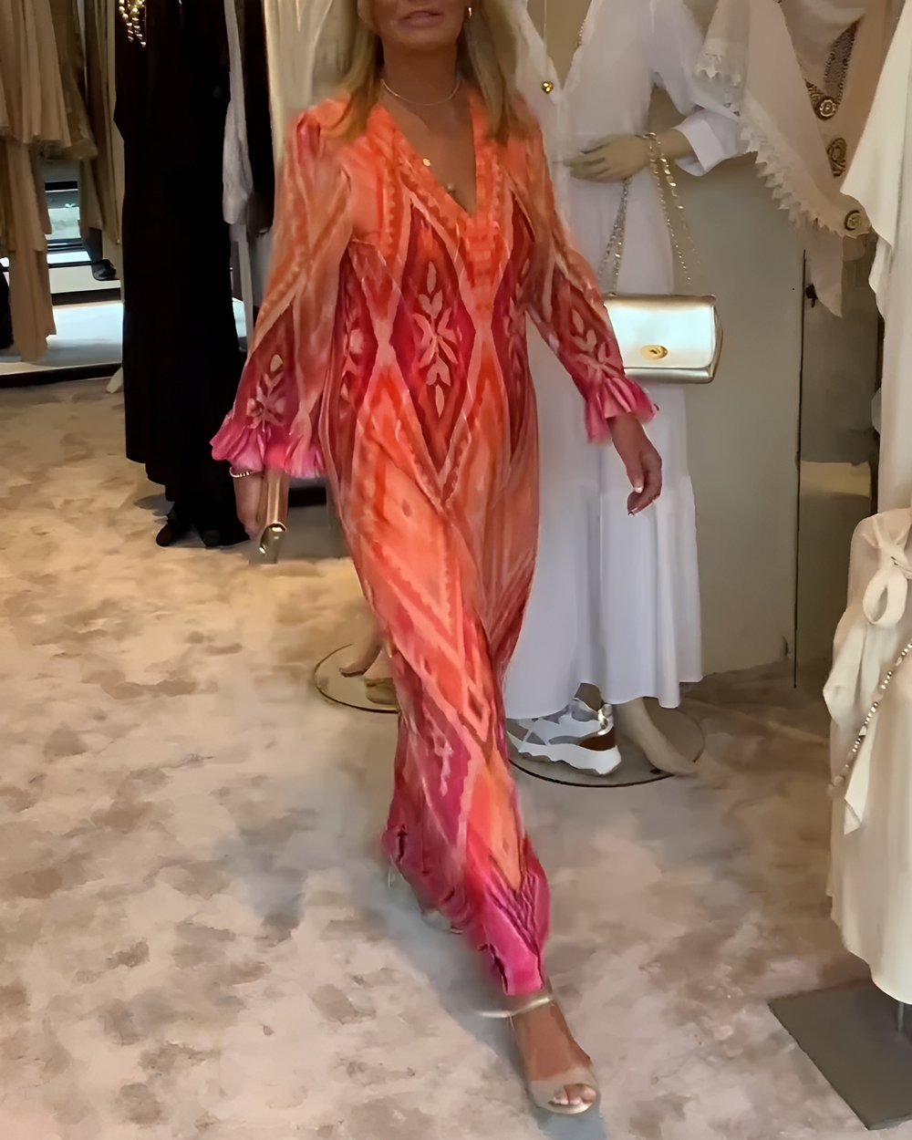 Glynnis - Stilvolles Maxikleid mit langen Ärmeln