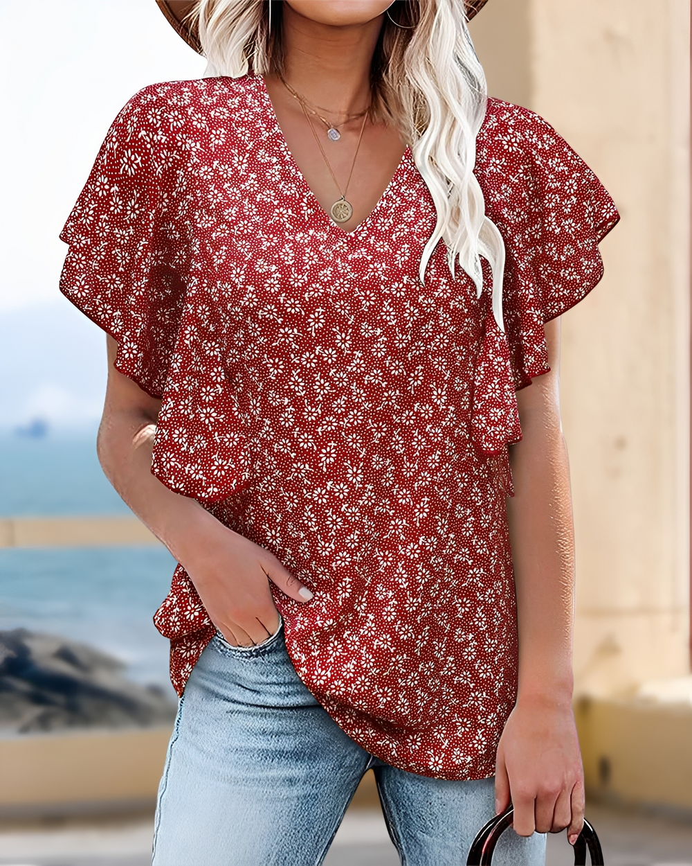 Eleri - Modische Bluse mit V-Ausschnitt