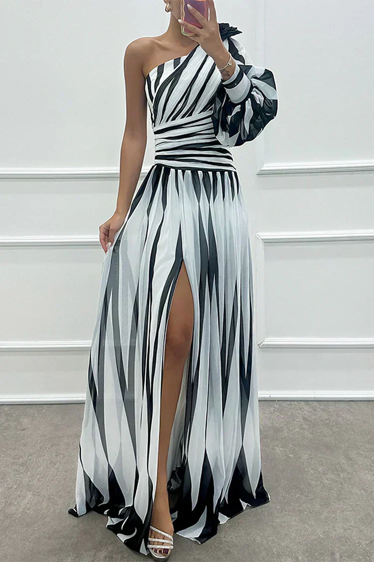 Marie | Feminines Langes Kleid mit Einer Schulter