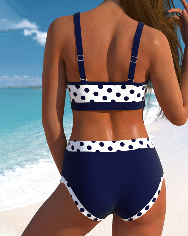 Paula | Hochtailliertes Pünktchen-Bikini mit Patchwork-Design