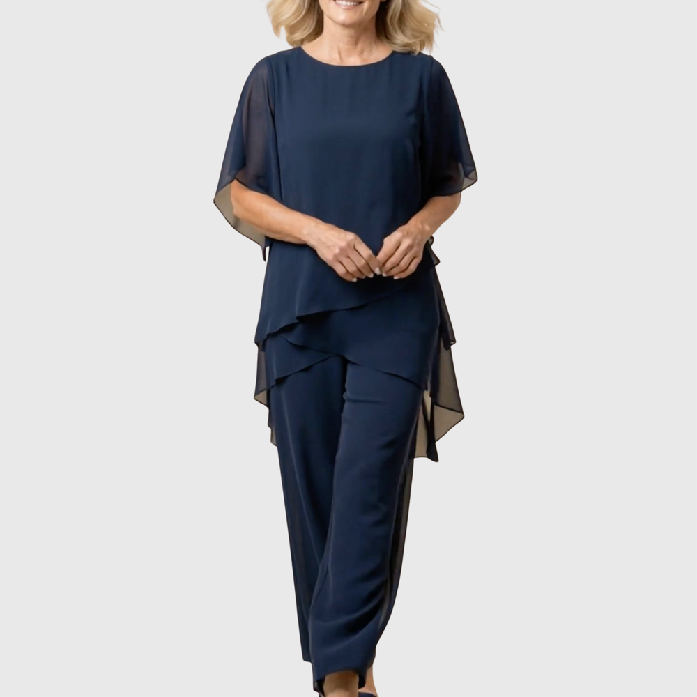 Linda | Anzug mit drapierten Palazzo-Hosen