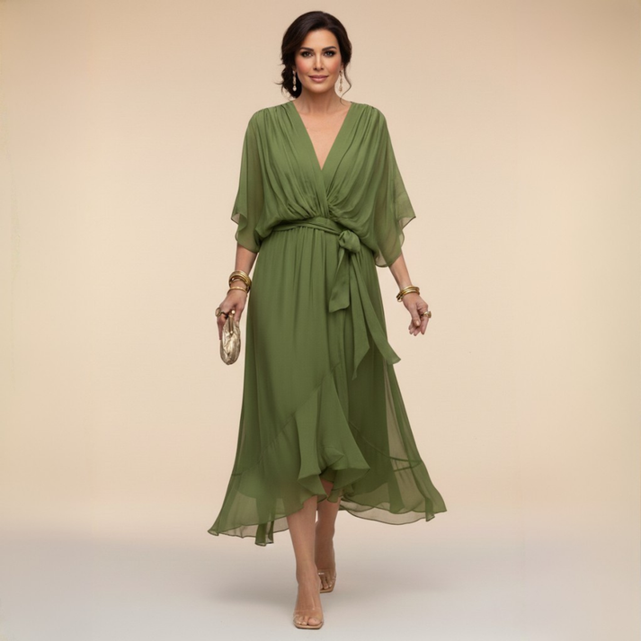 Harshani - Lappen Kleid Mit V-Ausschnitt