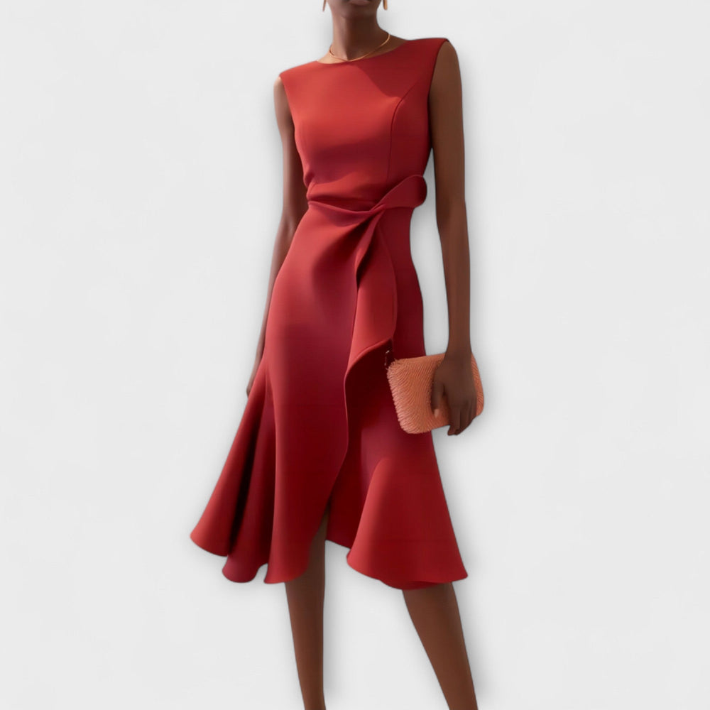 Sheila - Stilvolles Damen-Midikleid mit Rüschendetails