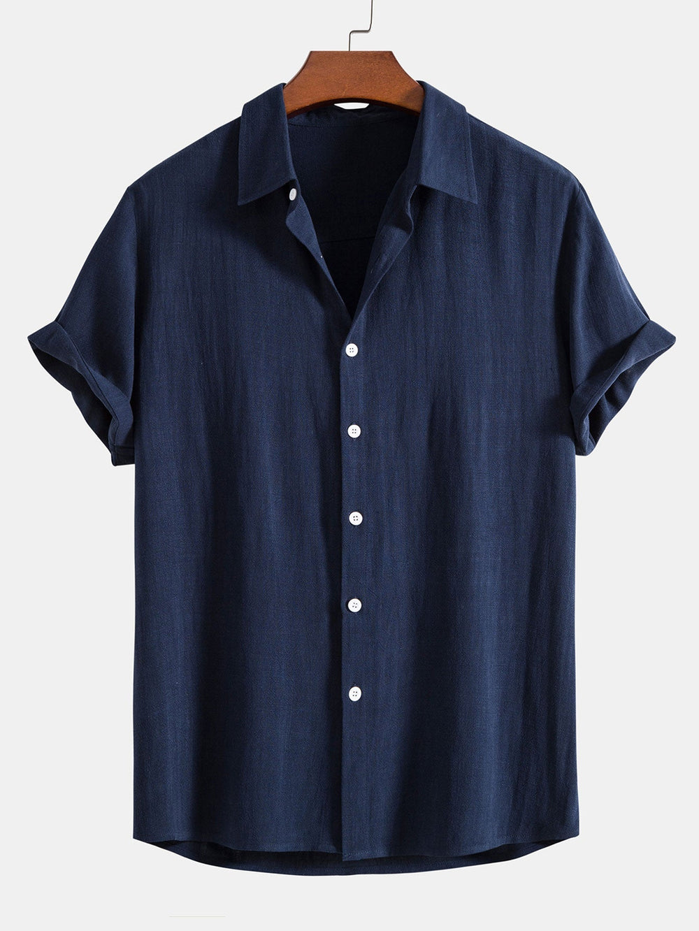 Button-Up Hemd und gerade geschnittene Hose aus Leinen-Rayon-Mischung