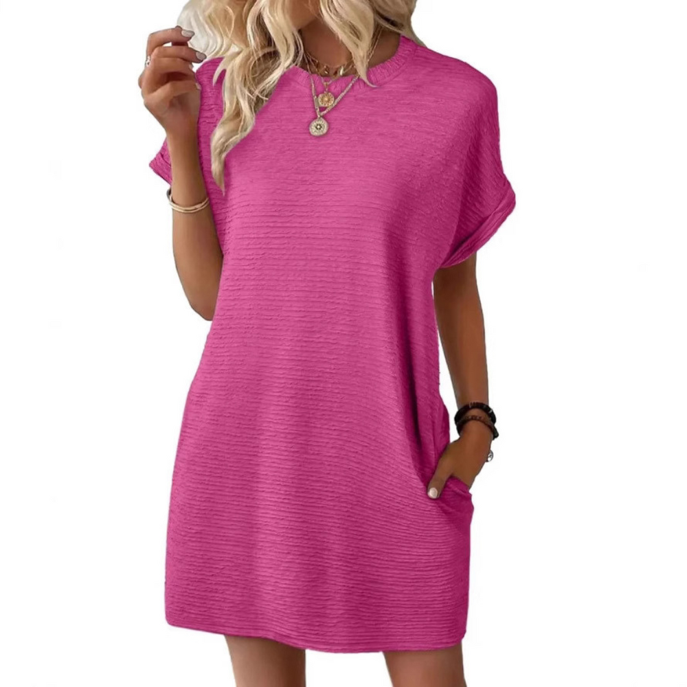 Clariss | Damen T-Shirt Kleid Kurzarm Rundhals Mini Sommer