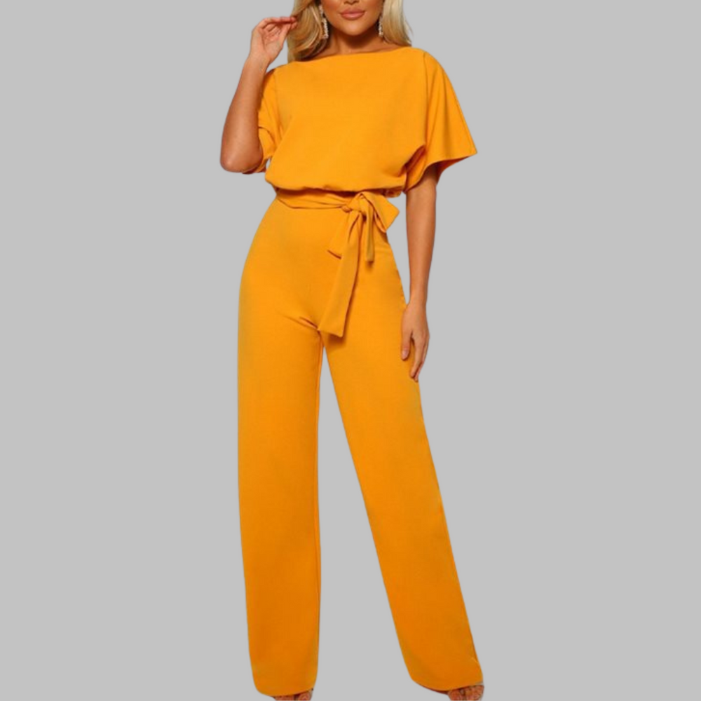 Amber | Damen Overall Fledermausärmel Bindegürtel Weites Bein