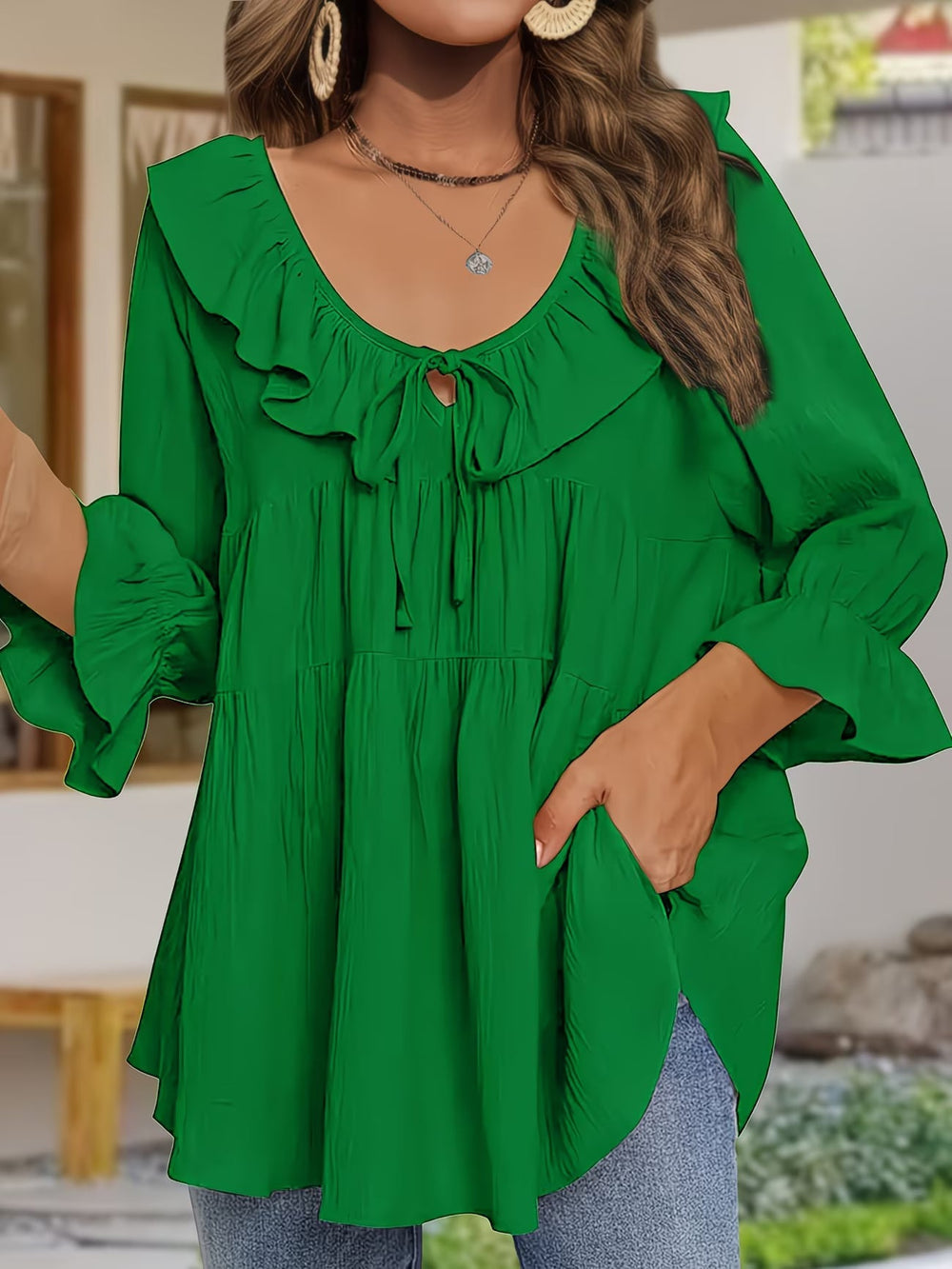 Garbine – Elegante Bluse Mit Rüschen Am Ausschnitt
