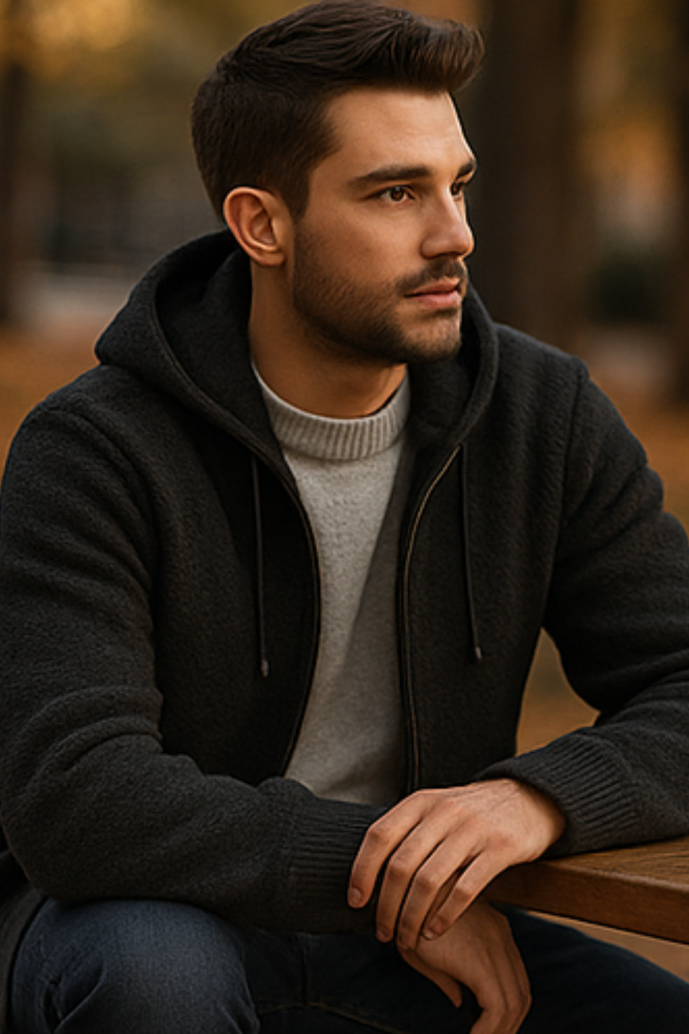 Henry Strick-Hoodie | Dunkelgrau