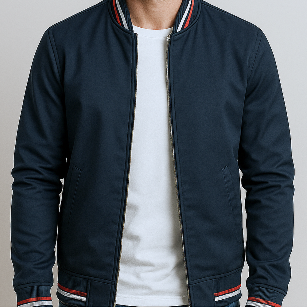 Maelisio Eleganter Bomber-Blouson mit Streifen | Blau