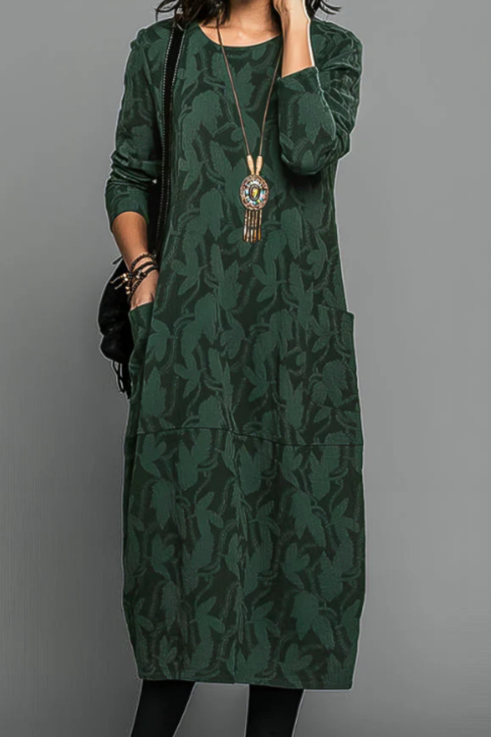 Kayla Maxikleid mit Blätterprint | Grün