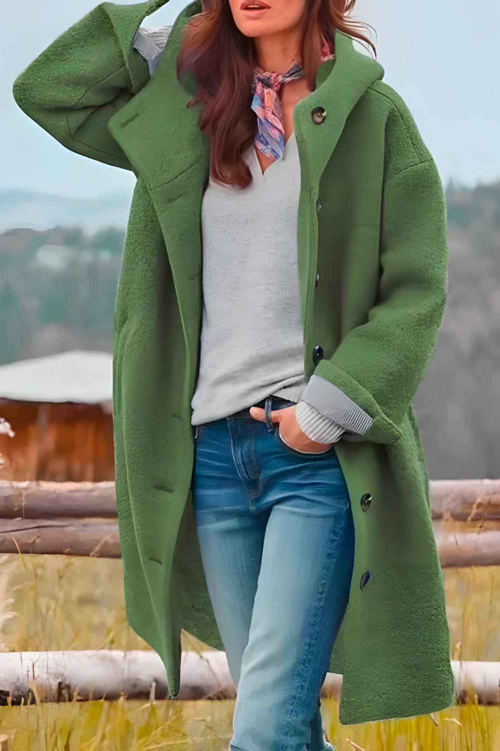 Aemie Stilvolle lange Winterjacke | Grün