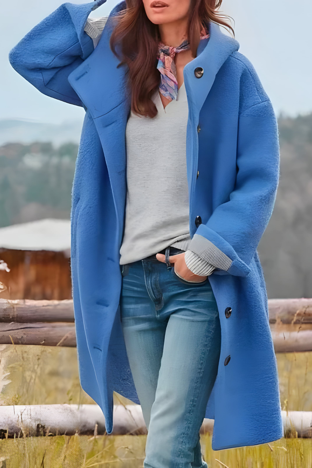 Aemie Stilvolle lange Winterjacke | Blau