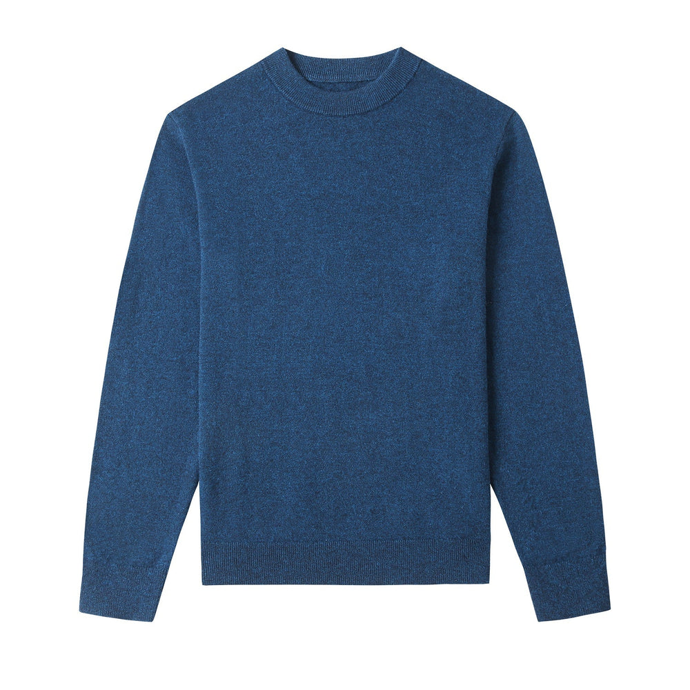 Stefan | Herren Wollpullover Rundhals Blau Klassisch Warm