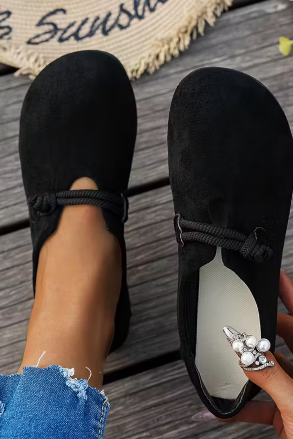 Marjorie Bequeme Slip-On Schuhe | Schwarz